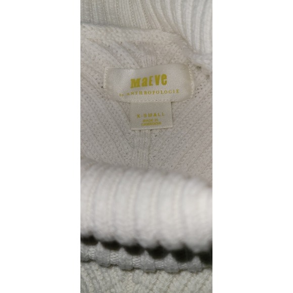 Maeve Anthropologie Womens Knit Sweater XS White Turtleneck Coastal - Picture 3 of 4